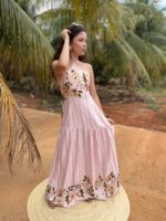 VESTIDO LONGO LISTRADO FLORAL | PRIMAVERA–VERÃO