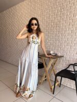VESTIDO LONGO LISTRADO FLORAL | PRIMAVERA–VERÃO - Imagem 2
