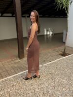 VESTIDO MIDI TULE POÁ MARROM | PRIMAVERA–VERÃO - Imagem 5