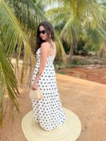 VESTIDO MIDI POÁ P&B COM AMARRAÇÃO | PRIMAVERA–VERÃO - Imagem 3